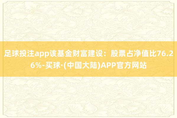 足球投注app该基金财富建设：股票占净值比76.26%-买球·(中国大陆)APP官方网站