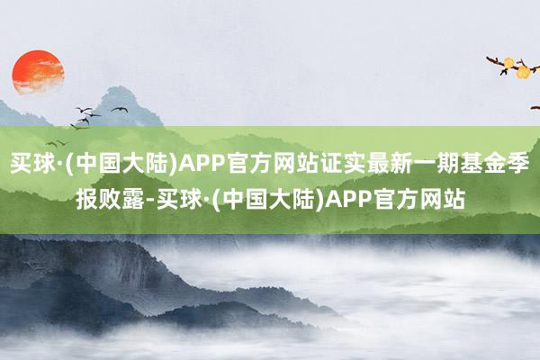 买球·(中国大陆)APP官方网站证实最新一期基金季报败露-买球·(中国大陆)APP官方网站