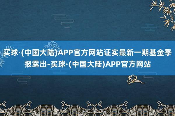 买球·(中国大陆)APP官方网站证实最新一期基金季报露出-买球·(中国大陆)APP官方网站