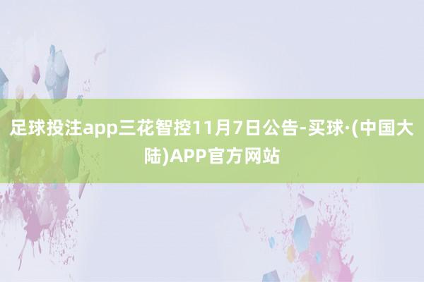 足球投注app三花智控11月7日公告-买球·(中国大陆)APP官方网站