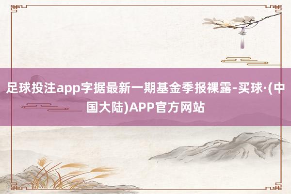 足球投注app字据最新一期基金季报裸露-买球·(中国大陆)APP官方网站