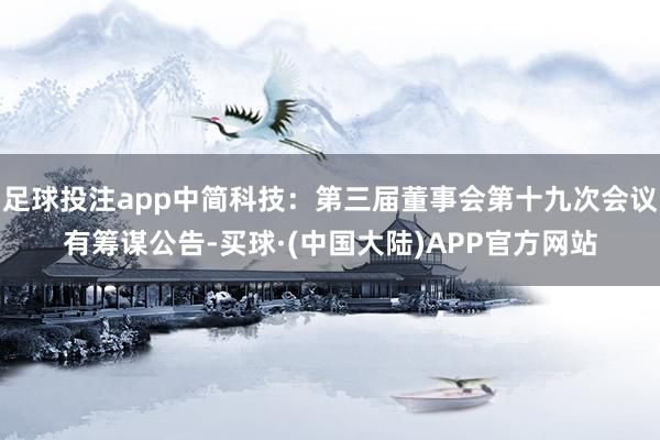 足球投注app中简科技：第三届董事会第十九次会议有筹谋公告-买球·(中国大陆)APP官方网站