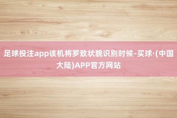 足球投注app该机将罗致状貌识别时候-买球·(中国大陆)APP官方网站