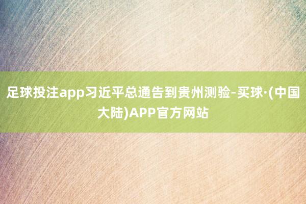 足球投注app习近平总通告到贵州测验-买球·(中国大陆)APP官方网站