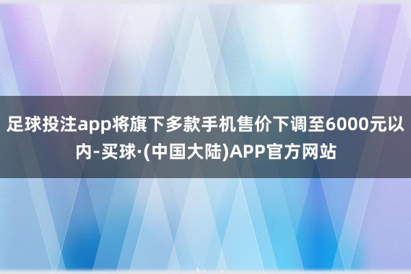 足球投注app将旗下多款手机售价下调至6000元以内-买球·(中国大陆)APP官方网站