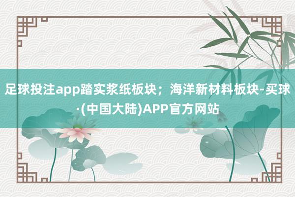 足球投注app踏实浆纸板块；海洋新材料板块-买球·(中国大陆)APP官方网站