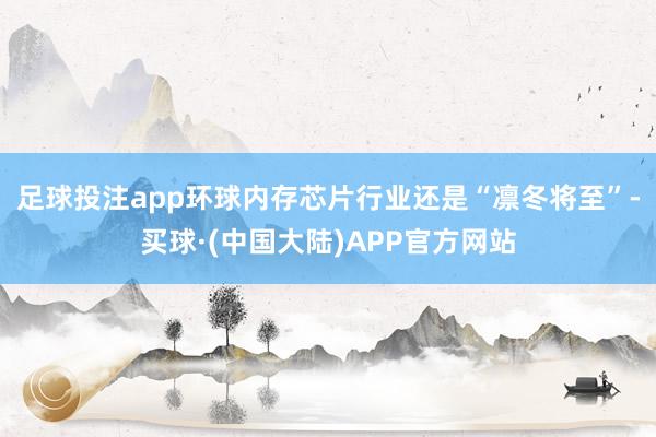 足球投注app环球内存芯片行业还是“凛冬将至”-买球·(中国大陆)APP官方网站